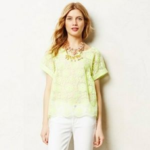 3/$15 °Anthro Meadow Rue° Neon Yellow Floral Top